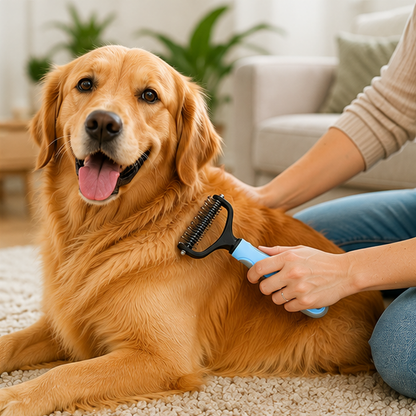 Pet Deshedding & Detangling Rake for Dogs & Cats