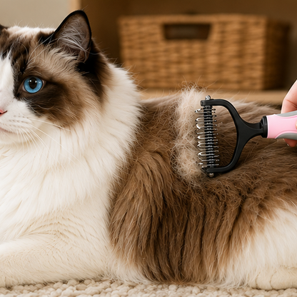 Pet Deshedding & Detangling Rake for Dogs & Cats