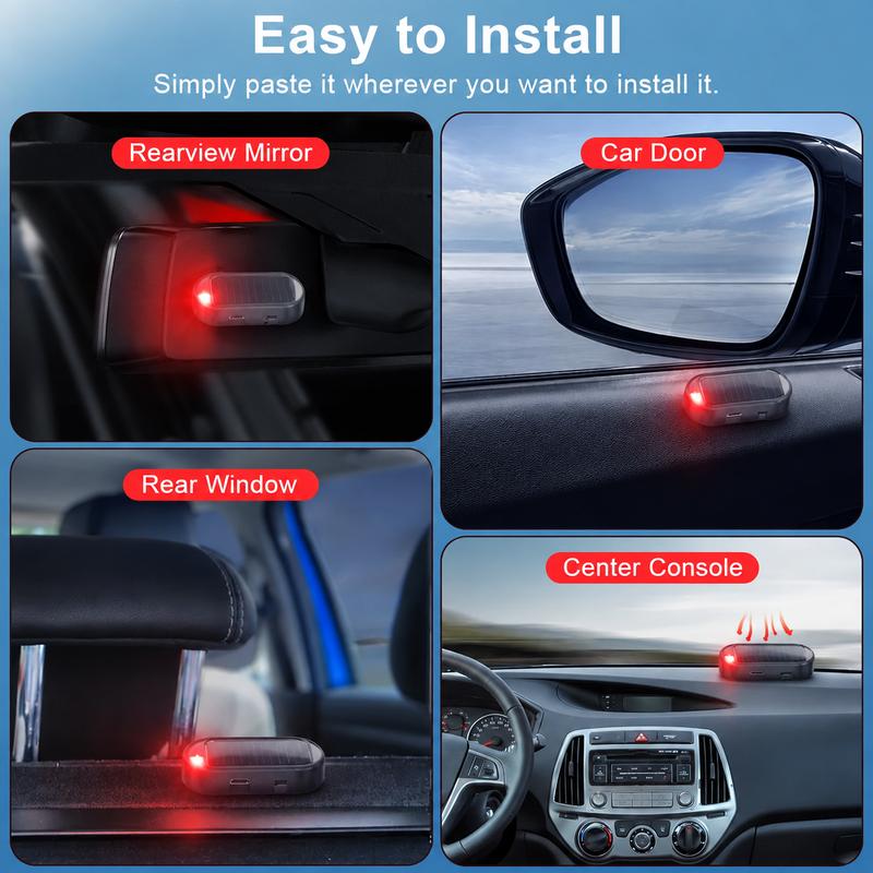 Solar Car Security Warning Light Auto-Flashing • Solar Powered • No Wiring