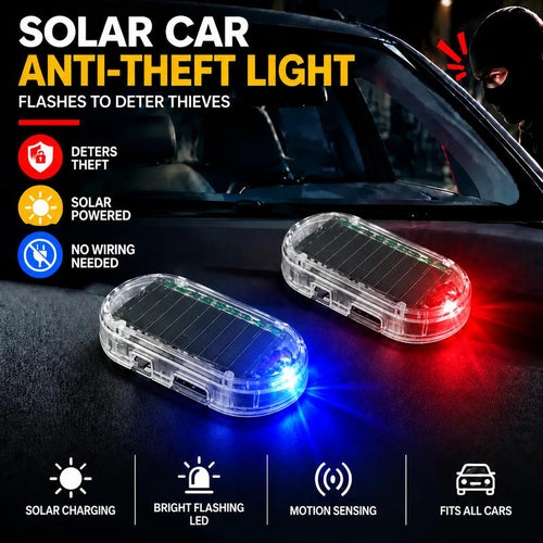Solar Car Security Warning Light Auto-Flashing • Solar Powered • No Wiring