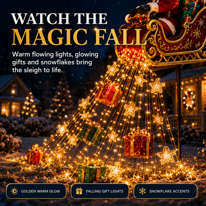 🎅Limited-time 50% discount✨ New Santa’s Flying Sleigh Gift Cascade – Solar Christmas Garden Light