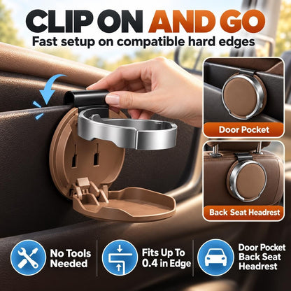Limited-time 42% discount🎁Foldable Hook On Car Cup Holder Essentials Door Clip Window Storage Drink
