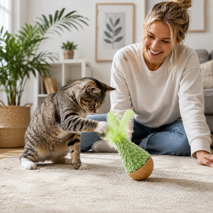 Matcha Green Plush Self-Righting Interactive Cat Toy