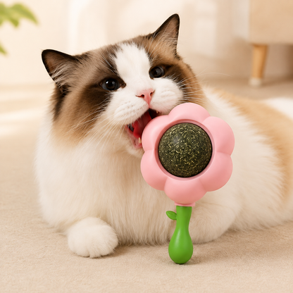 Flower-Shaped 360° Rotating Catnip Licking Toy