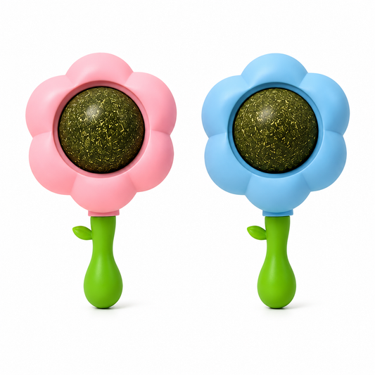 Flower-Shaped 360° Rotating Catnip Licking Toy