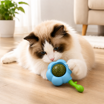 Flower-Shaped 360° Rotating Catnip Licking Toy