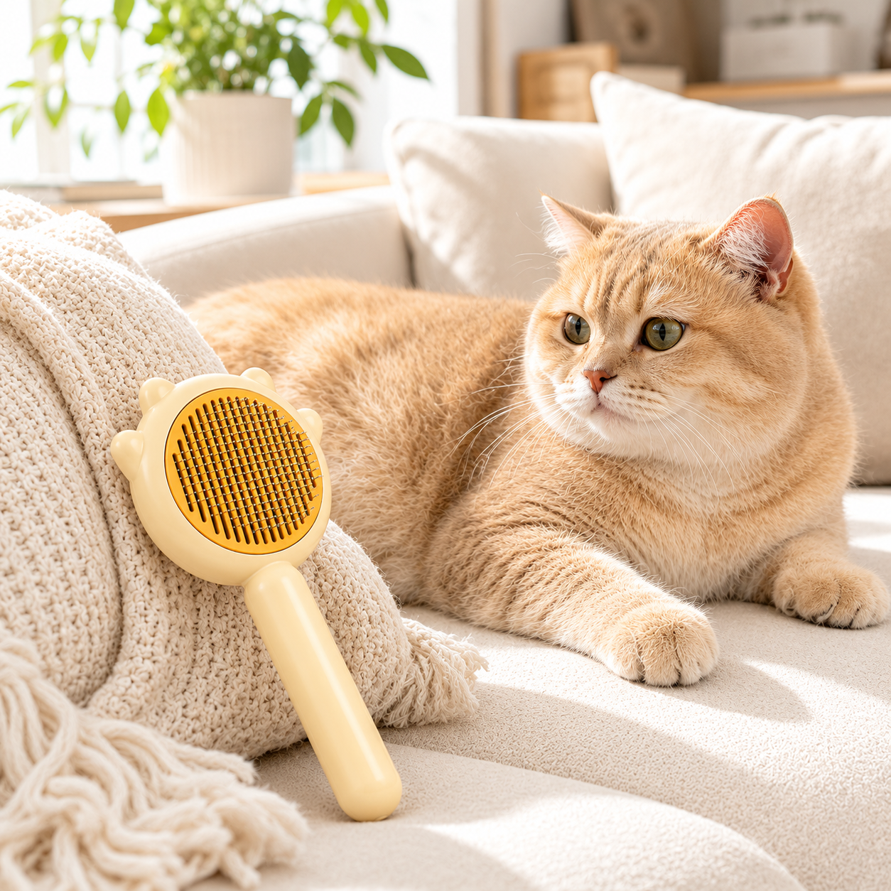 Self-Cleaning Pet Slicker Brush for Cats & Dogs – Deshedding, Detangling & Daily Grooming Comb