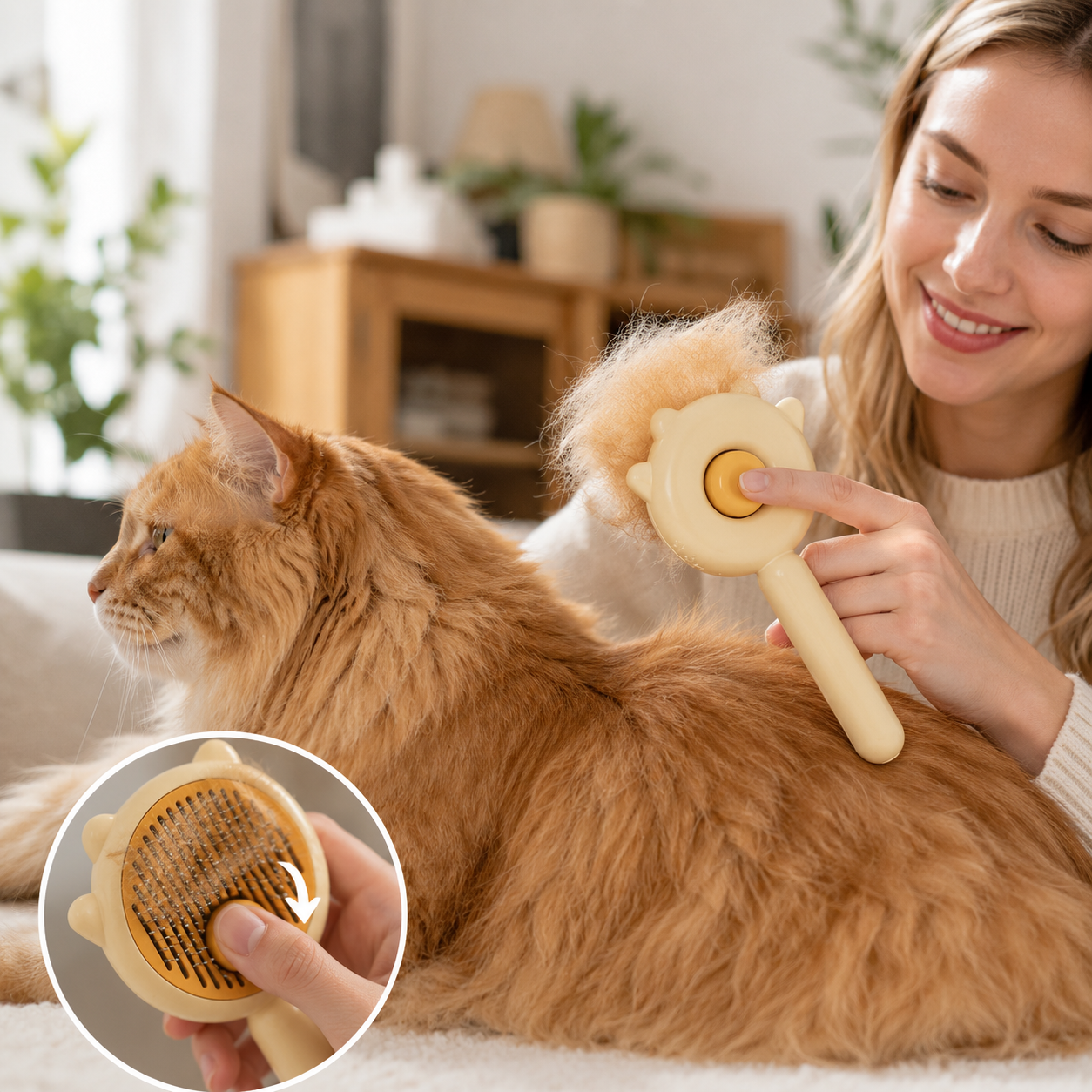Self-Cleaning Pet Slicker Brush for Cats & Dogs – Deshedding, Detangling & Daily Grooming Comb