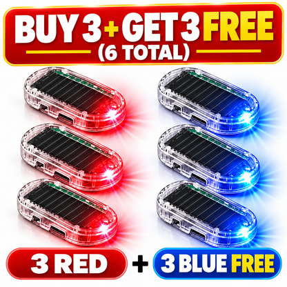 Solar Car Security Warning Light Auto-Flashing • Solar Powered • No Wiring