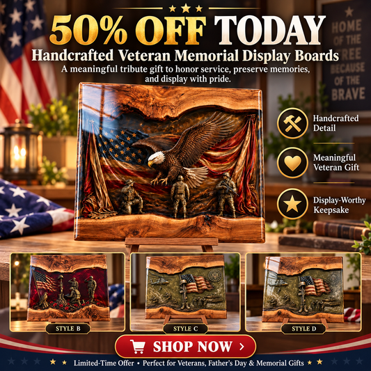 ❤️🎖️Handcrafted Veteran Memorial Display Boards(lucenavira Handmade®) - Only 11 Left