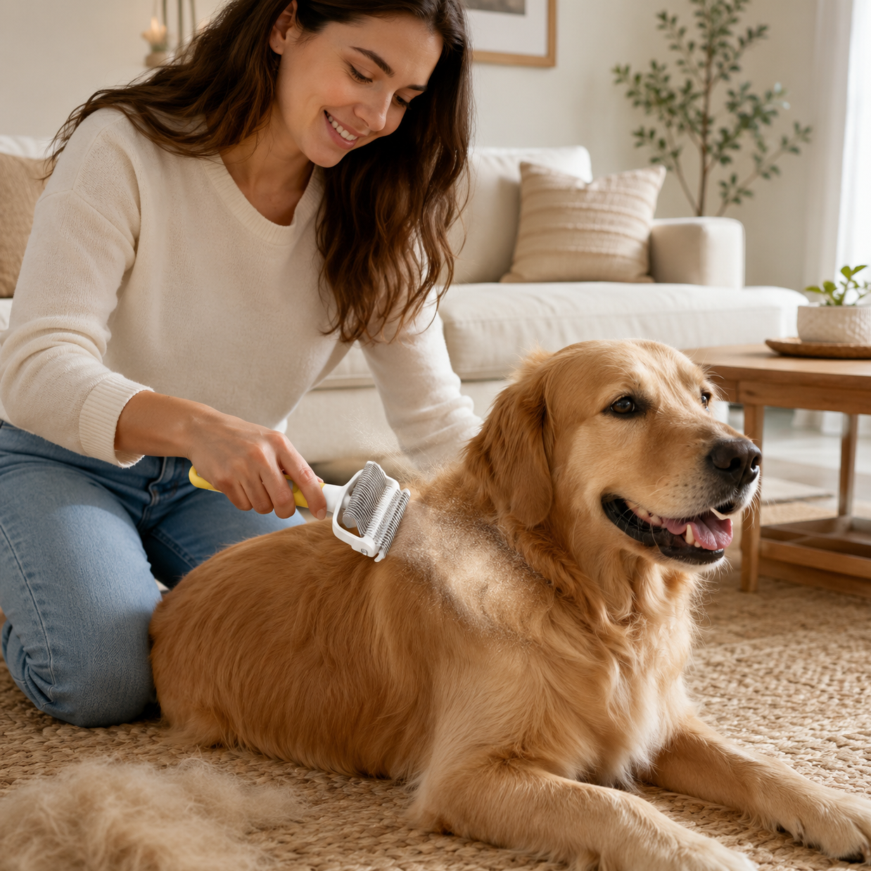 Yellow Spray Pet Grooming & Deshedding Comb