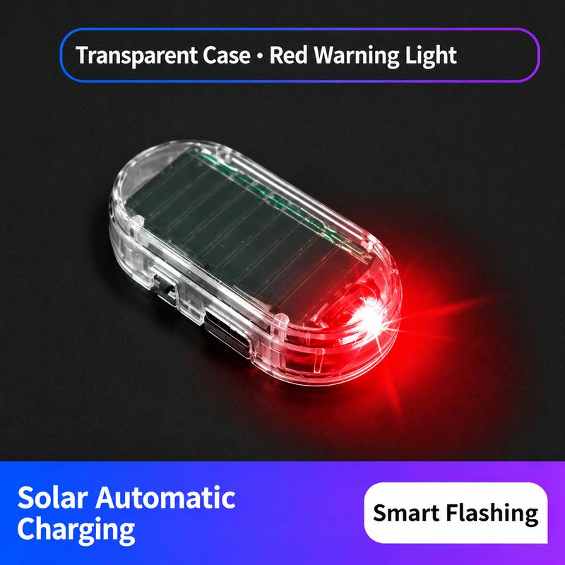 Solar Car Security Warning Light Auto-Flashing • Solar Powered • No Wiring