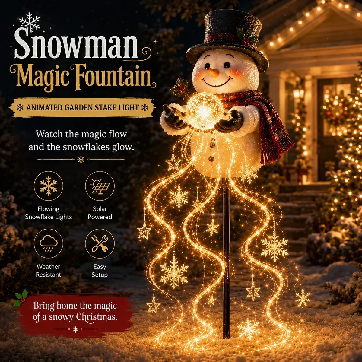 🎅Limited-time 50% discount✨ New Santa’s Flying Sleigh Gift Cascade – Solar Christmas Garden Light
