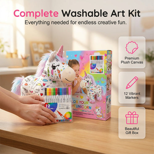 ⚡Limited-time 50% discount! ⚡DIY Color-In Unicorn Plush Toy Kit