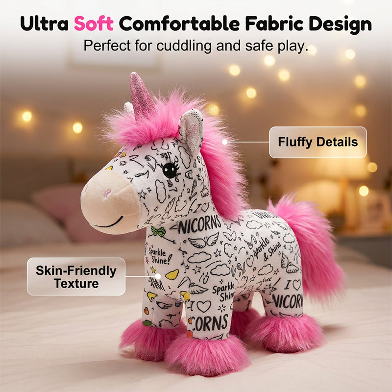 ⚡Limited-time 50% discount! ⚡DIY Color-In Unicorn Plush Toy Kit