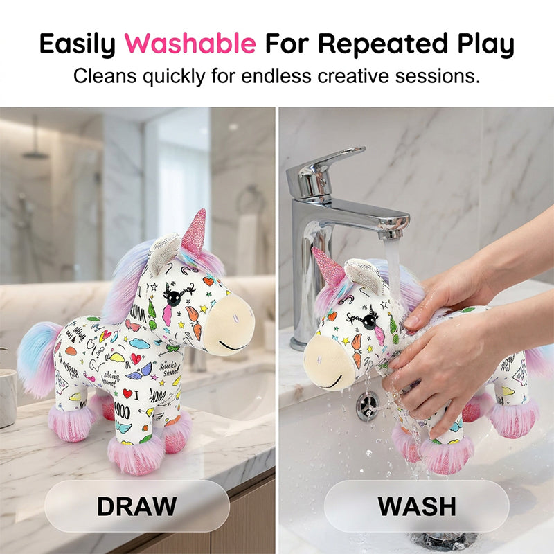 ⚡Limited-time 50% discount! ⚡DIY Color-In Unicorn Plush Toy Kit