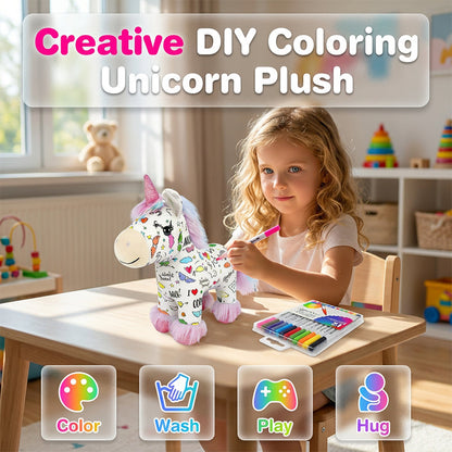 ⚡Limited-time 50% discount! ⚡DIY Color-In Unicorn Plush Toy Kit
