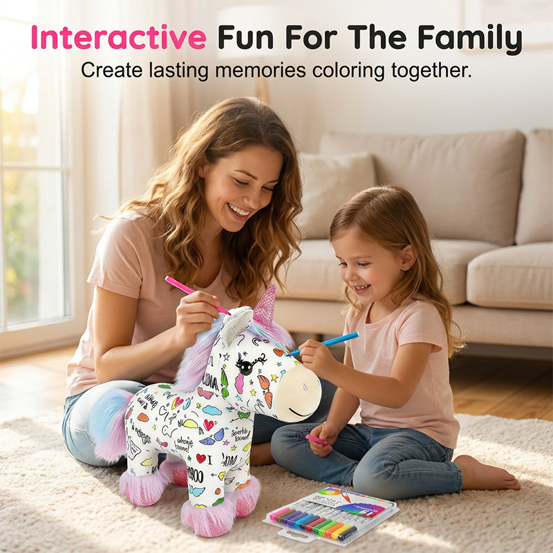 ⚡Limited-time 50% discount! ⚡DIY Color-In Unicorn Plush Toy Kit