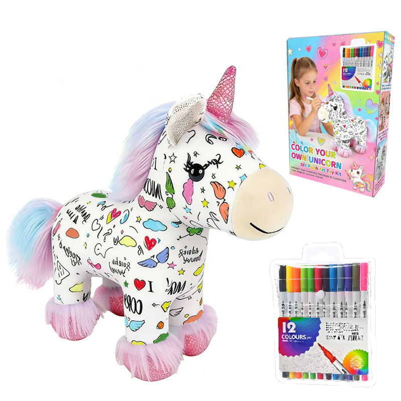 ⚡Limited-time 50% discount! ⚡DIY Color-In Unicorn Plush Toy Kit