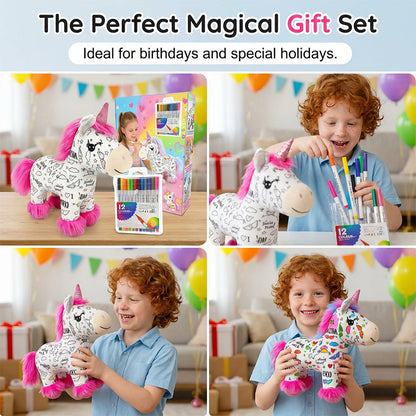 ⚡Limited-time 50% discount! ⚡DIY Color-In Unicorn Plush Toy Kit